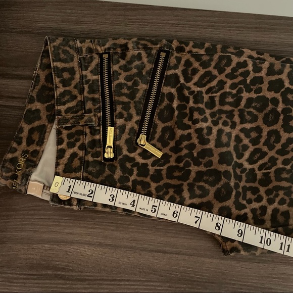 Michael Kors Brown Leopard Print Skinny Ankle Gold Zippered Pants - Picture 13 of 14